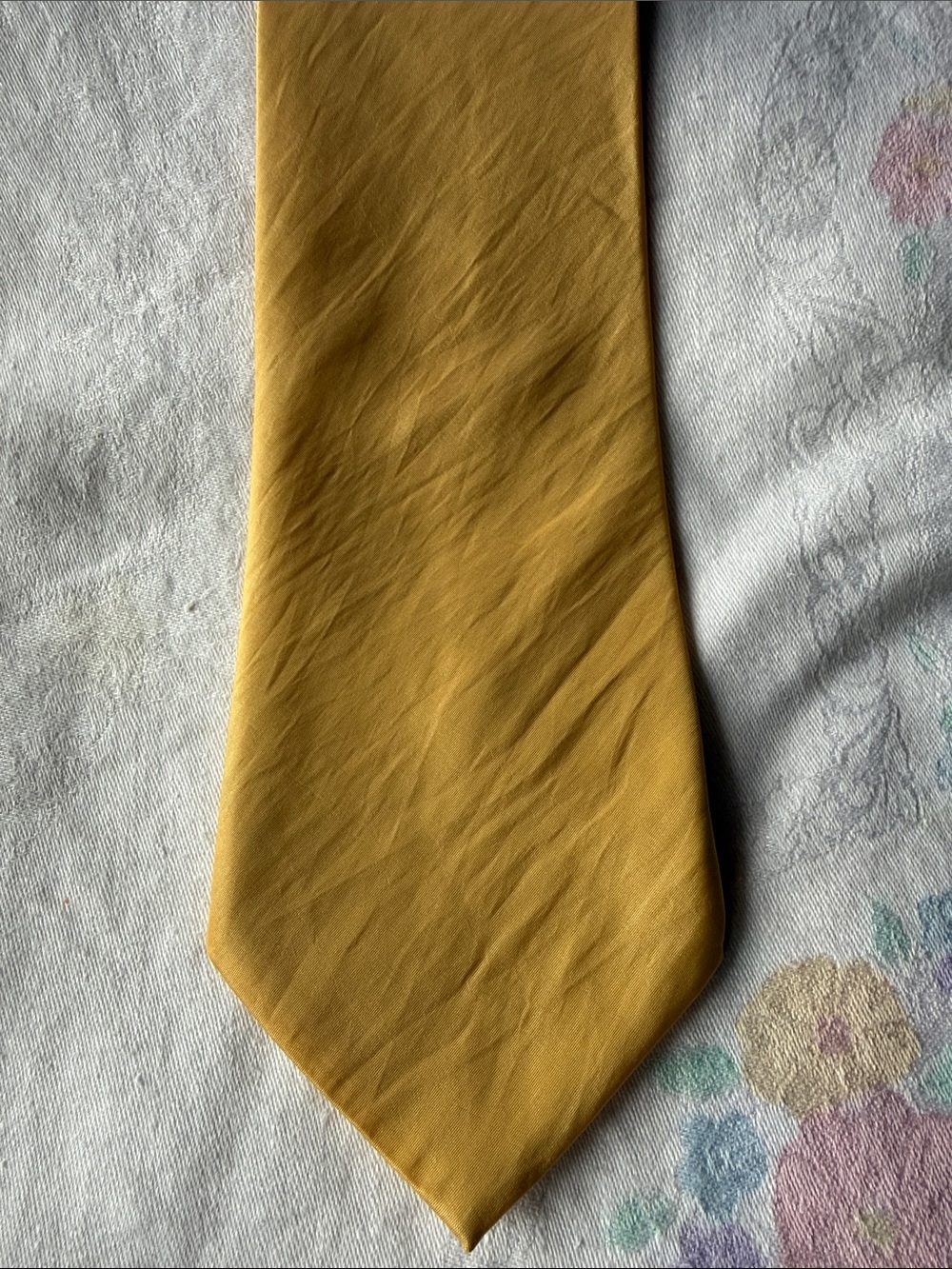 Kai Long Men's Solid Yellow Silk Tie